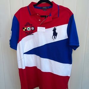 Ralph Lauren Red blue white POLO collar shirt